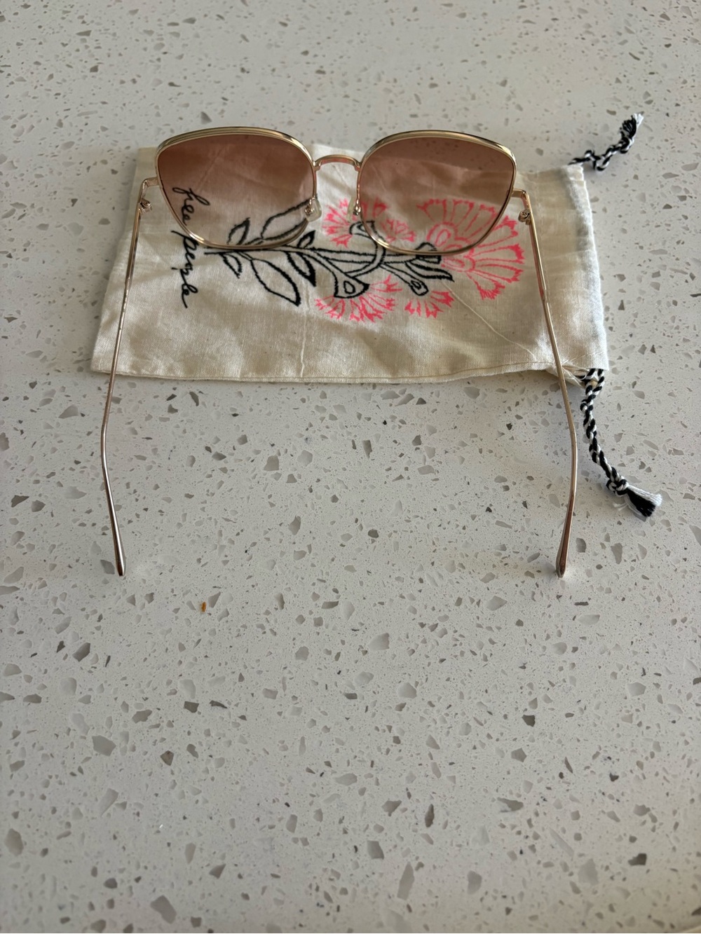 Free People Gold Frame Brown Gradient Sunglasses - Picture 2 of 3